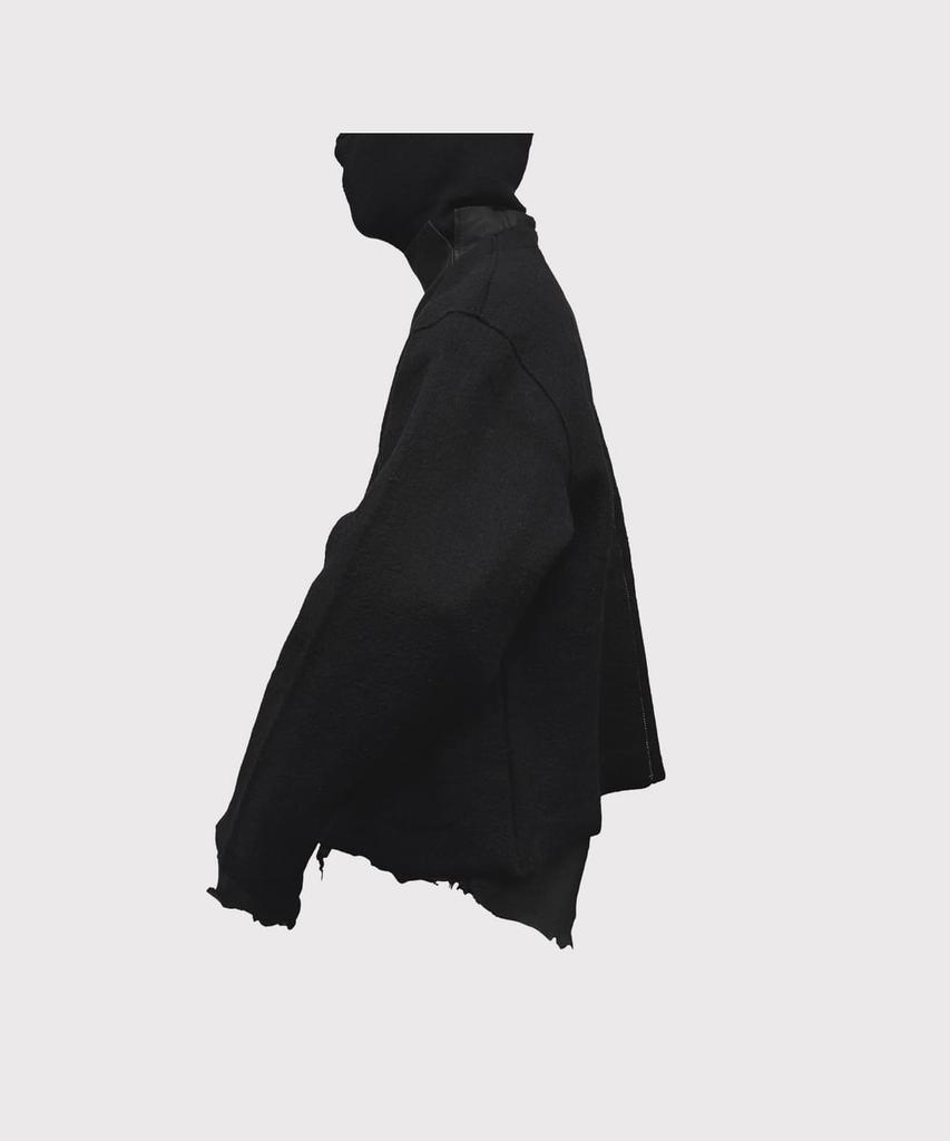 Minus Cut Off 1B Cardigan(Needle Shaggy Mohair) - Black