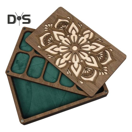 Лоток для сортировки бусин с магнитной крышкой, прочный ящик для хранения бусин, деревянный контейнер-органайзер для сортировки аксессуаров для бисероплетения