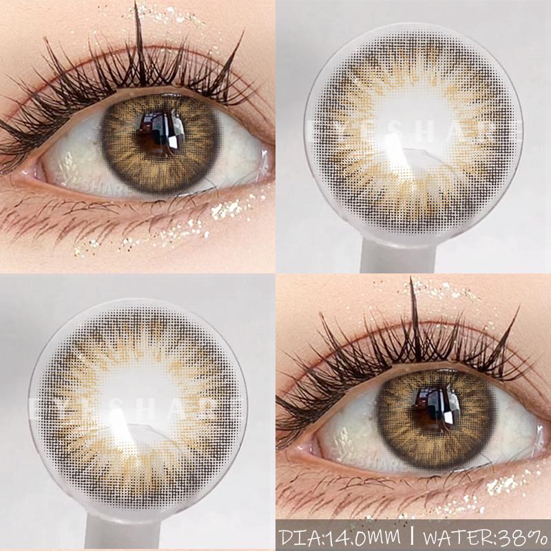 2 шт. Новые цветные контактные линзы, модные годовые серые линзы для глаз, натуральные карие линзы для глаз, зеленые зрачки, макияжные линзы для глаз