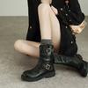 2025 новые ботинки Мартин женские осенне-зимние на толстом каблуке из овчины ботинки-локомотивы женские ковбойские ботинки в западном стиле ретро рыцарские ботинки средней высоты