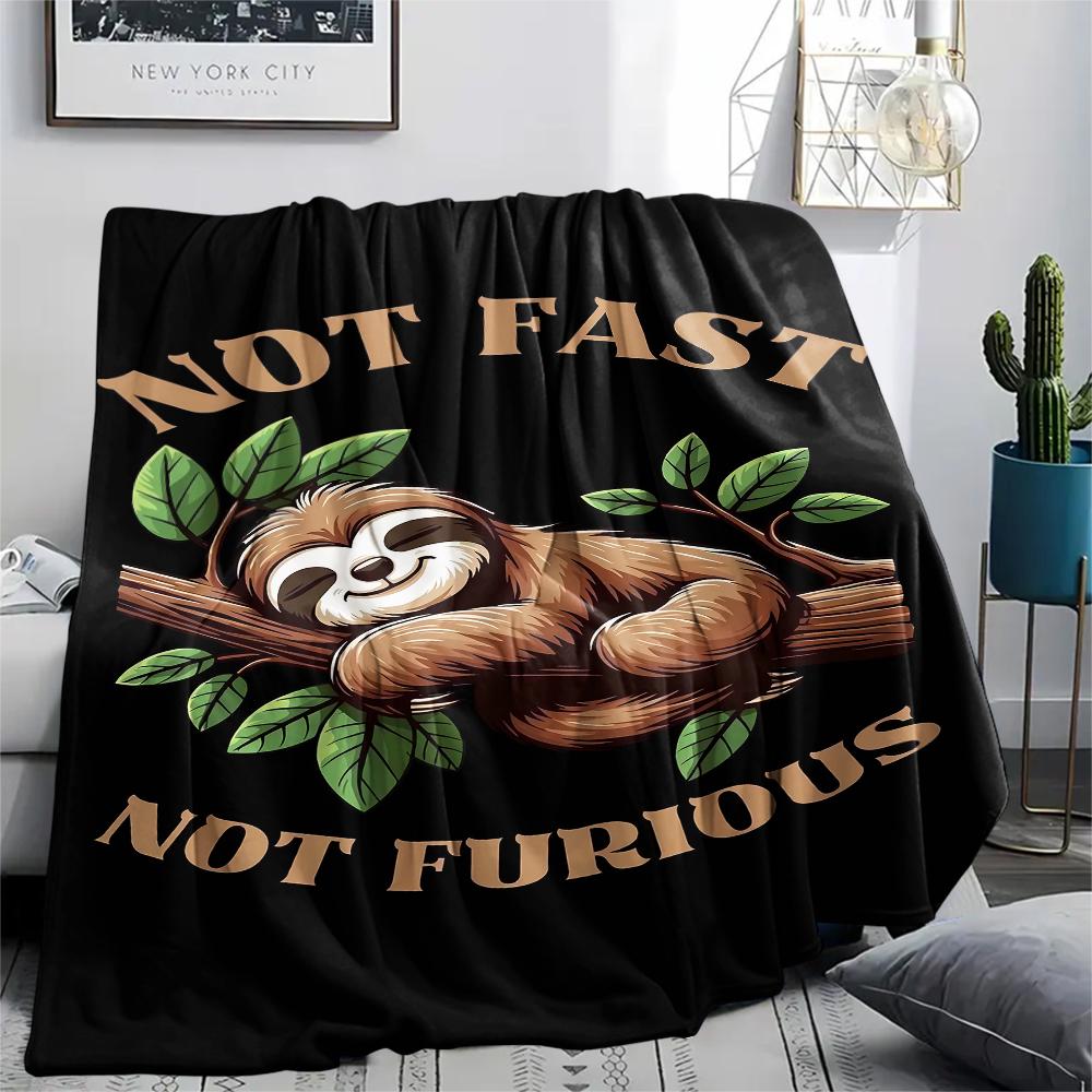 Sloth water dolphin raccoon Print Flannel Blanket,High quality Comfortable for All Seasons,Home Decor,Warmth and Comfort,Perfect for Christmas Gifts