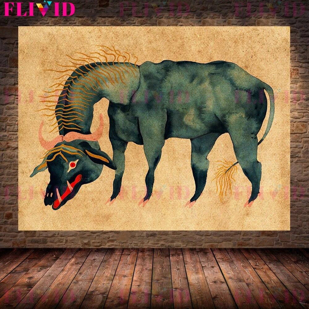 Таинственные существа мифологии, винтажная настенная живопись на холсте, легендарные волшебные существа, художественный плакат с принтом, домашний декор без рамки