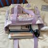 Contrast Color Student Shoulder Bag Girl's Large Capacity Crossbody Tote Bag