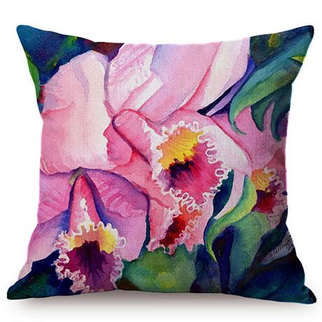 Colorful Charming Flowers Oil Painting Art Lotus Plumeria Peony Flower For Home Decor Sofa Cushion Cover Linen Throw Pillow Case