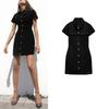 Spring New Arrival Women's Gold Breasted Black Short Sleeve Silm Short Shirt Dress 4387249