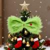 Рождественский зеленый пушистый бант для елки Большой зеленый пушистый бант для волос с красным сердцем Аксессуары для рождественского костюма для женщин, девочек