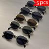 5 Sets of Classic Oval Shaped Men's and Women's Fashionable Glasses Can Be Used for Parties and Music Festivals