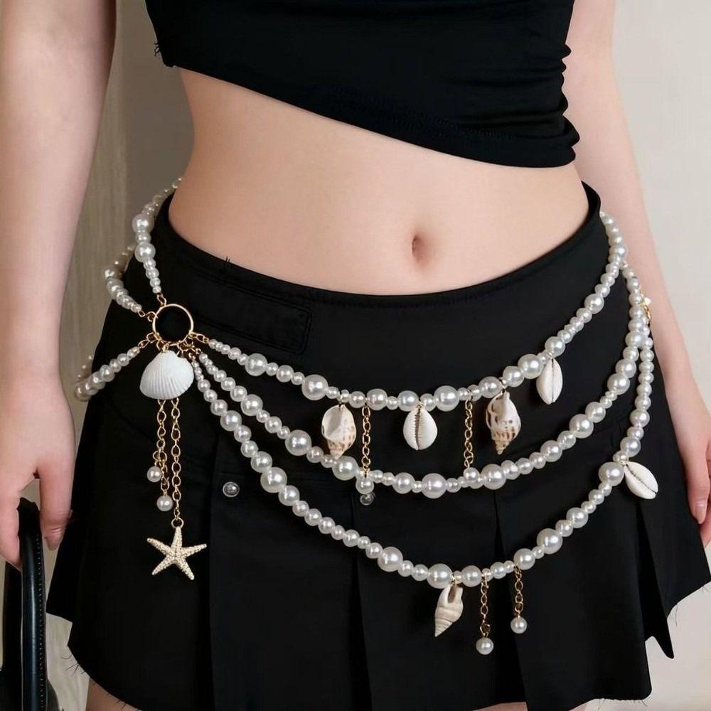Y2K Pearl Waist Chain Tassel Women Body Chain Belt All-match Body Jewelry Photoshoot