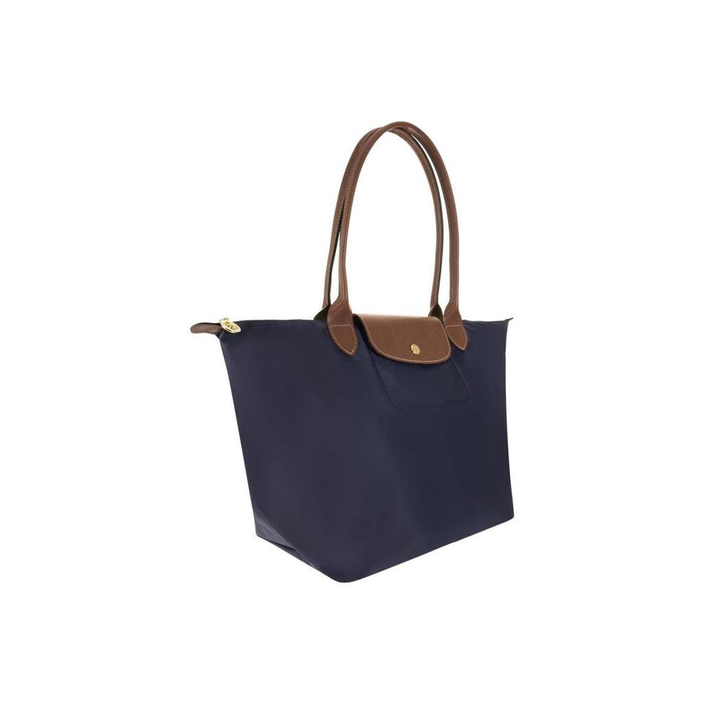 Longchamp Le Pliage 31 Складная Сумка-пельмень с Логотипом Сумка на Плечо из Холста и Кожи Большая Женская Сумка Темно-синий 1899089P68