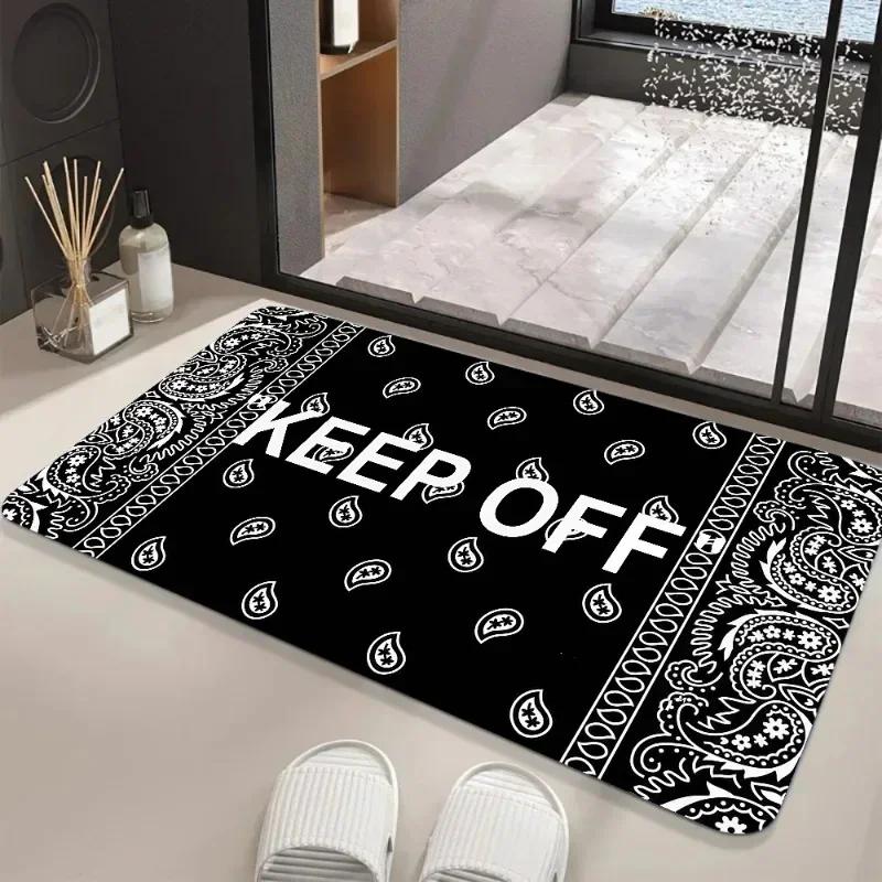 Коврики для зоны Keep Off Напольный коврик Черно-белый ковер Коврик для двери Коврик для кровати Диван Украшения Защитите свое личное пространство