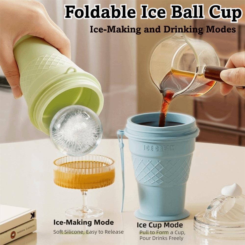 Silicone Foldable Ice Ball Cup Press Easy Demoulding Ice Ball Maker Mold Travel Camping