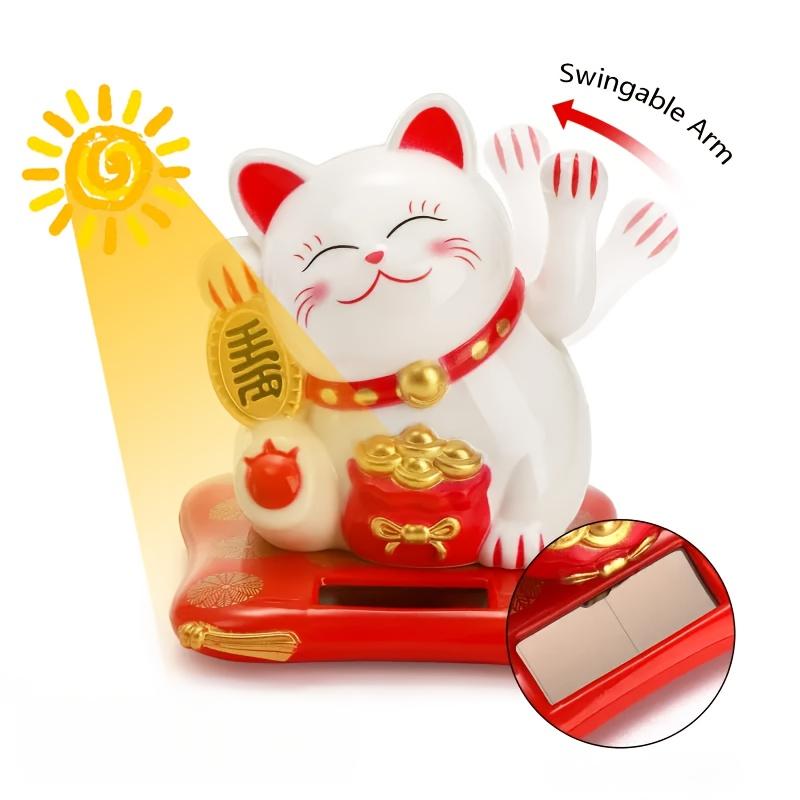 Миниатюрный машущий счастливый кот на солнечной батарее, 1 шт. | Доступен в 3 цветах, Идеально подходит для украшения приборной панели или офисного декора, Идеальный рождественский подарок