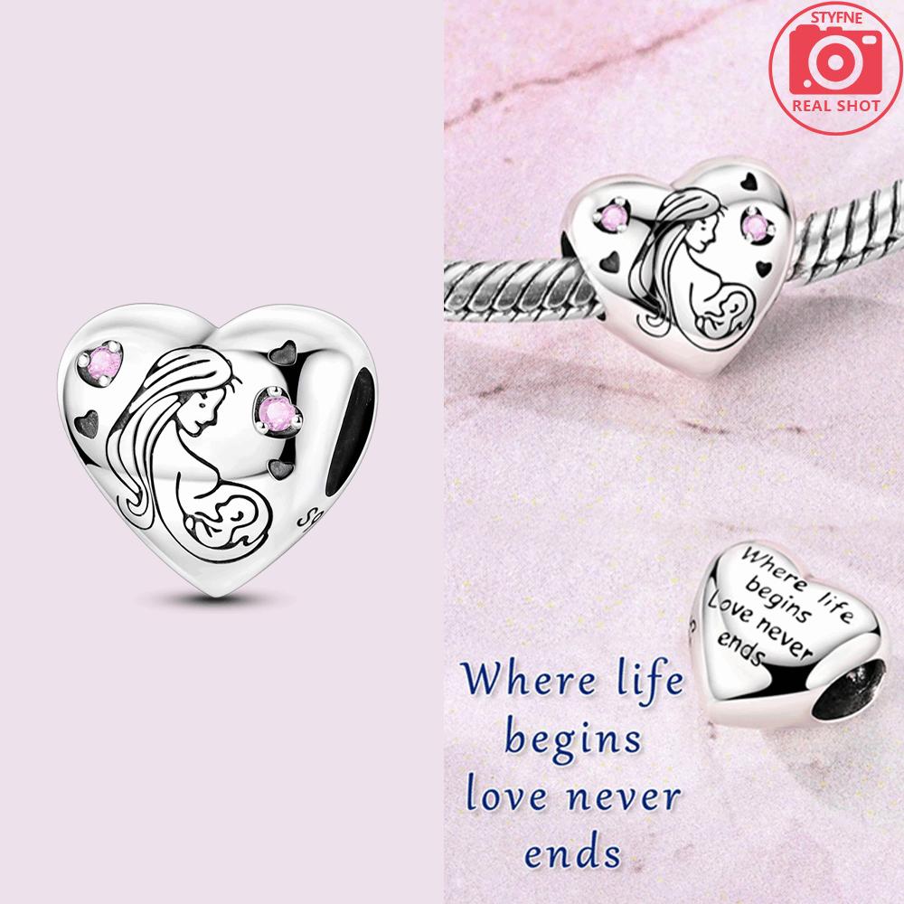 925 Sterling Silver Purple Heart Moon Planet Charm Pendant Beads Fit Charms Silver Original Bracelet for Women Jewelry 1