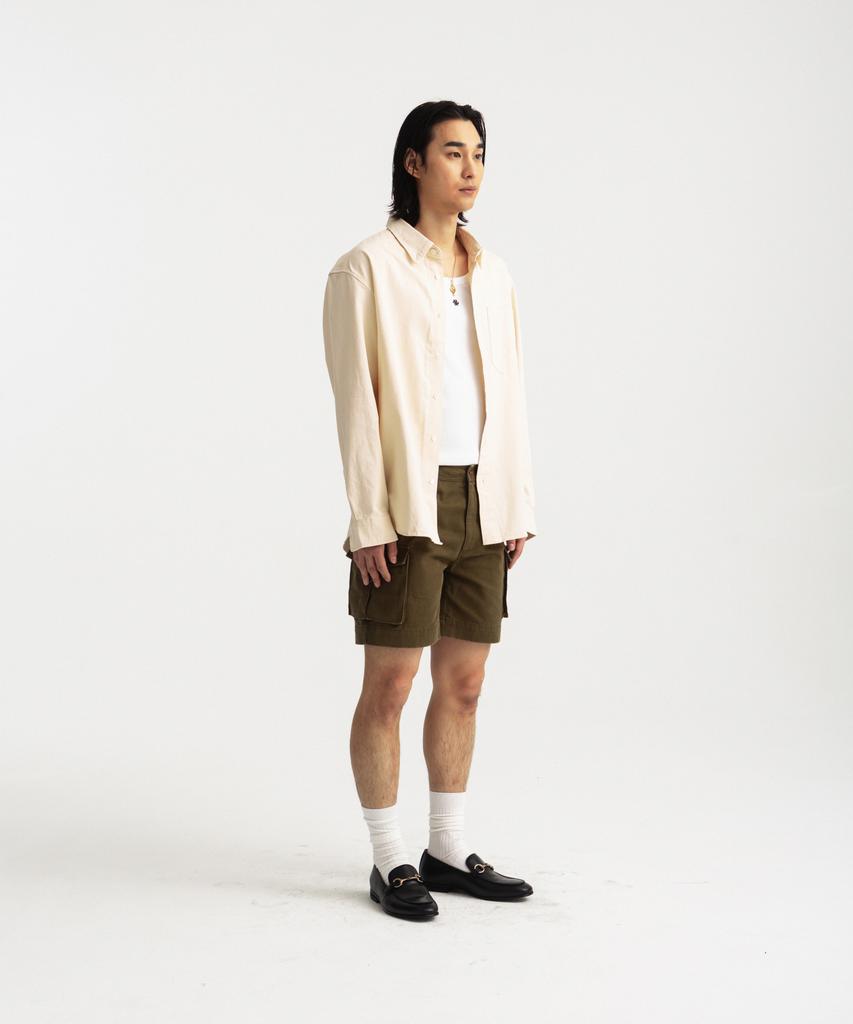 HEYSTE Faded Heavy Cotton Shirt Ash Beige