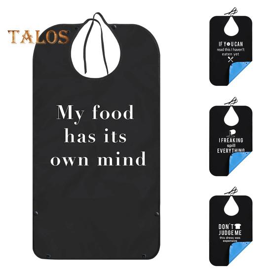 Водонепроницаемые нагрудники для взрослых мужчин с улавливателем крошек со смешным текстом, черные, легко моющиеся, легкие, для защиты одежды во время еды