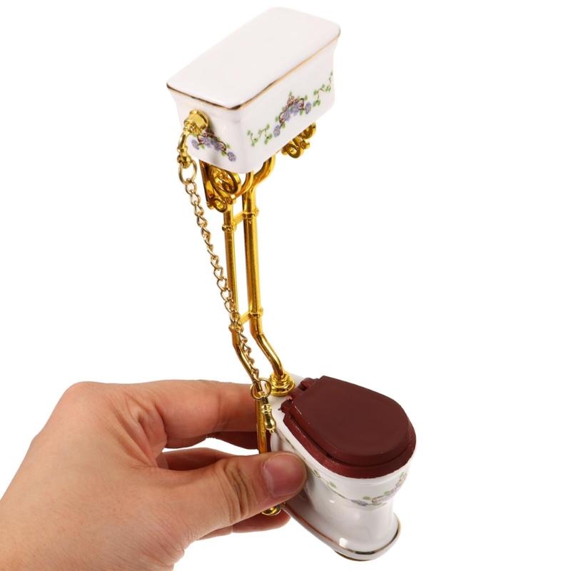 Реалистичный керамический мини-унитаз, масштаб 1/12, мебель для кукольных домиков, идеально подходит для декора крошечных домов и модельных витрин