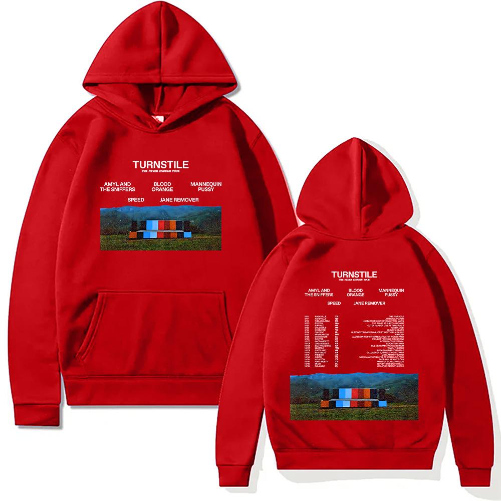 Толстовки Turnstile Band Turnstile The Never Enough Tour 2025 Свитшот Унисекс Хип-хоп Рок Уличные Пуловеры Двусторонние Уличная одежда