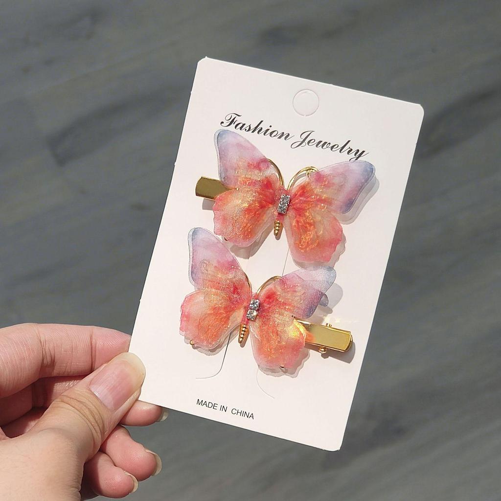 Градиентная заколка-бабочка для детей - симпатичная заколка-уточка из сетки и сплава, идеально подходит для стилей ханьфу и феи