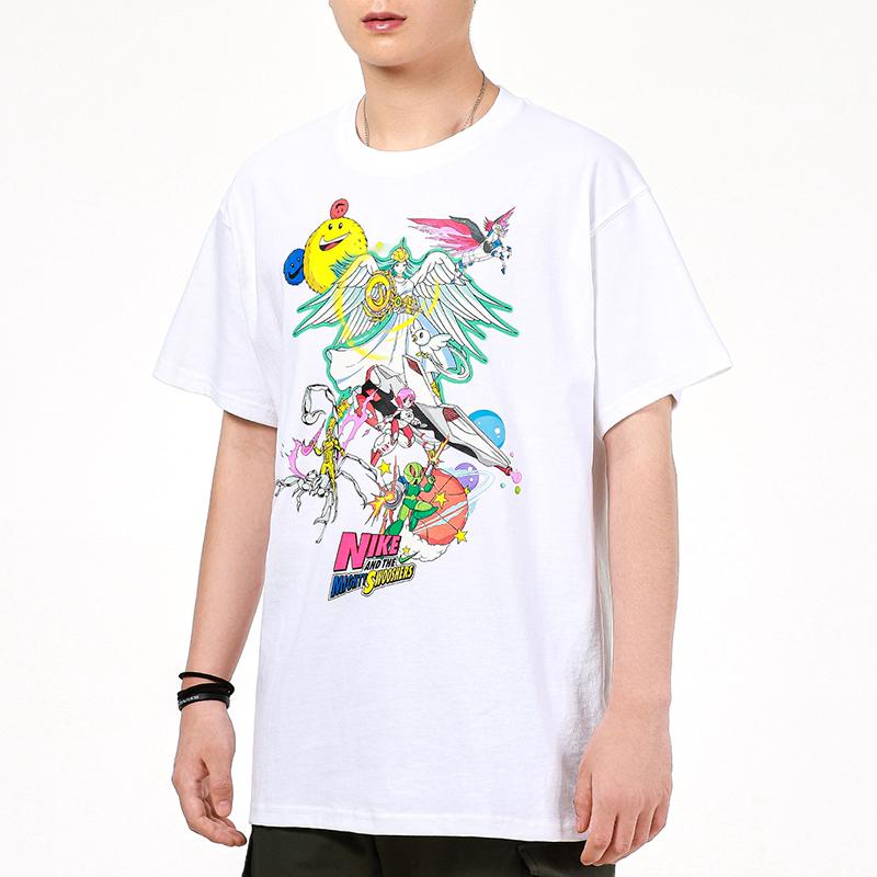 Nike Спортивная беговая повседневная футболка с круглым вырезом с принтом, мужские топы, белые DM7917-100