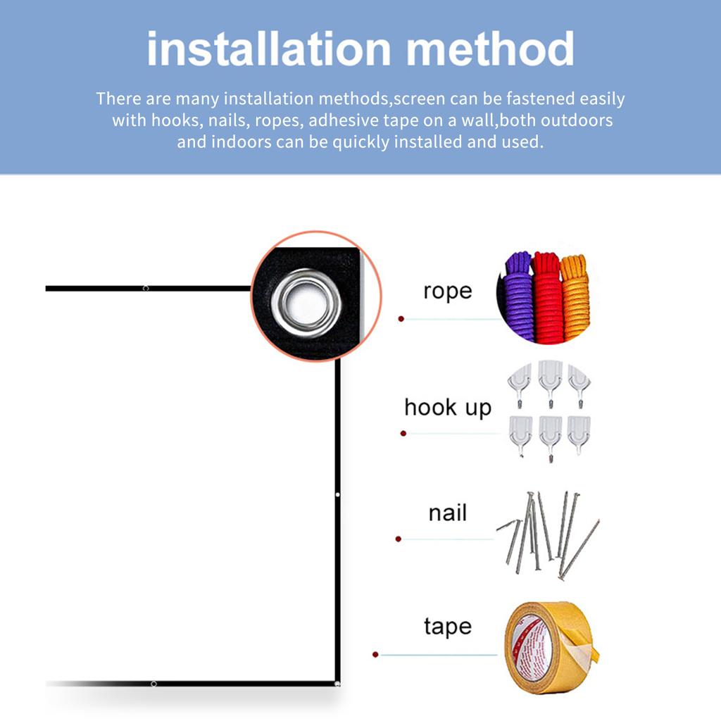 150 Inch Projector Screen 16:9 HD 4K Foldable Portable Double Sided Projection Anti-Crease Movie