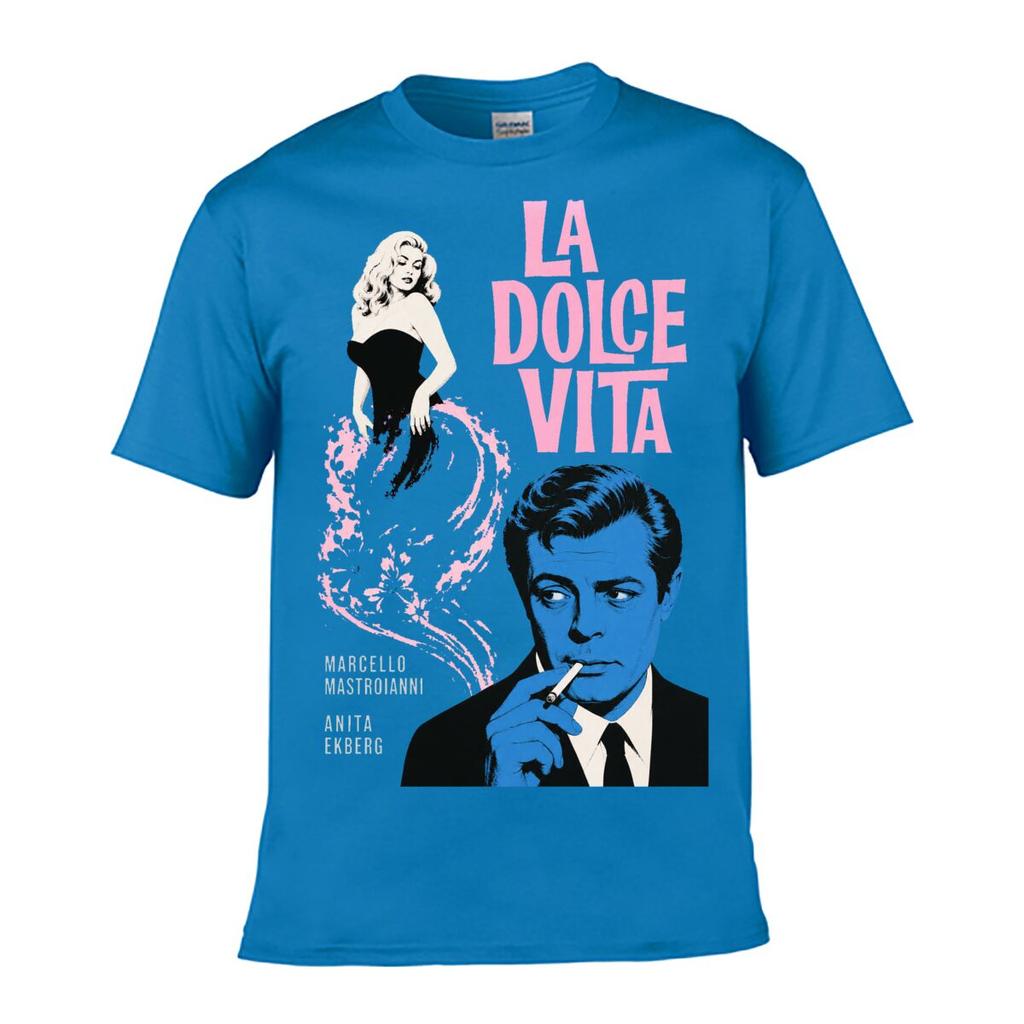 La Dolce Vita Ретро Кинопостер Уличный Потертый Выстиранный Свободный Простая Футболка