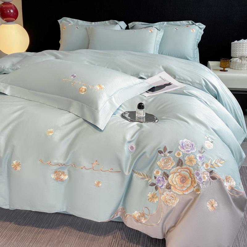 Роскошный вышитый комплект постельного белья из длинноволокнистого хлопка - Серия "Мечта" (4 шт)