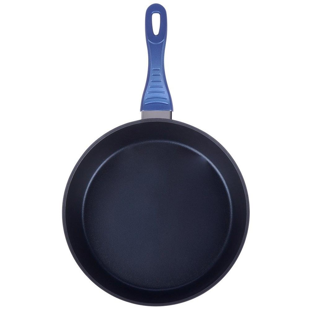 Orion 28 cm Tall Navy Blue Cast Aluminum Frying Pan with Lid and Diamond Non-Stick Coating