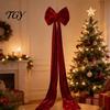 Reusable Event Ornaments Large Burgundy Velvet Bow, Giant Hanging Wall Decor for Birthday Stage Decoration Wedding Backdrop, Christmas Tree