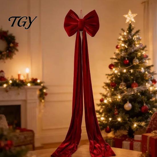 Reusable Event Ornaments Large Burgundy Velvet Bow, Giant Hanging Wall Decor for Birthday Stage Decoration Wedding Backdrop, Christmas Tree