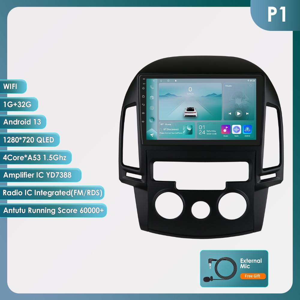 Hizpo Carplay 4G Cam Android 13 Автомобильное радио для Hyundai I30 2006 - 2011 Руководство Мультимедиа Видео Плеер GPS 2din Авторадио Интеллектуальный Экран RDS