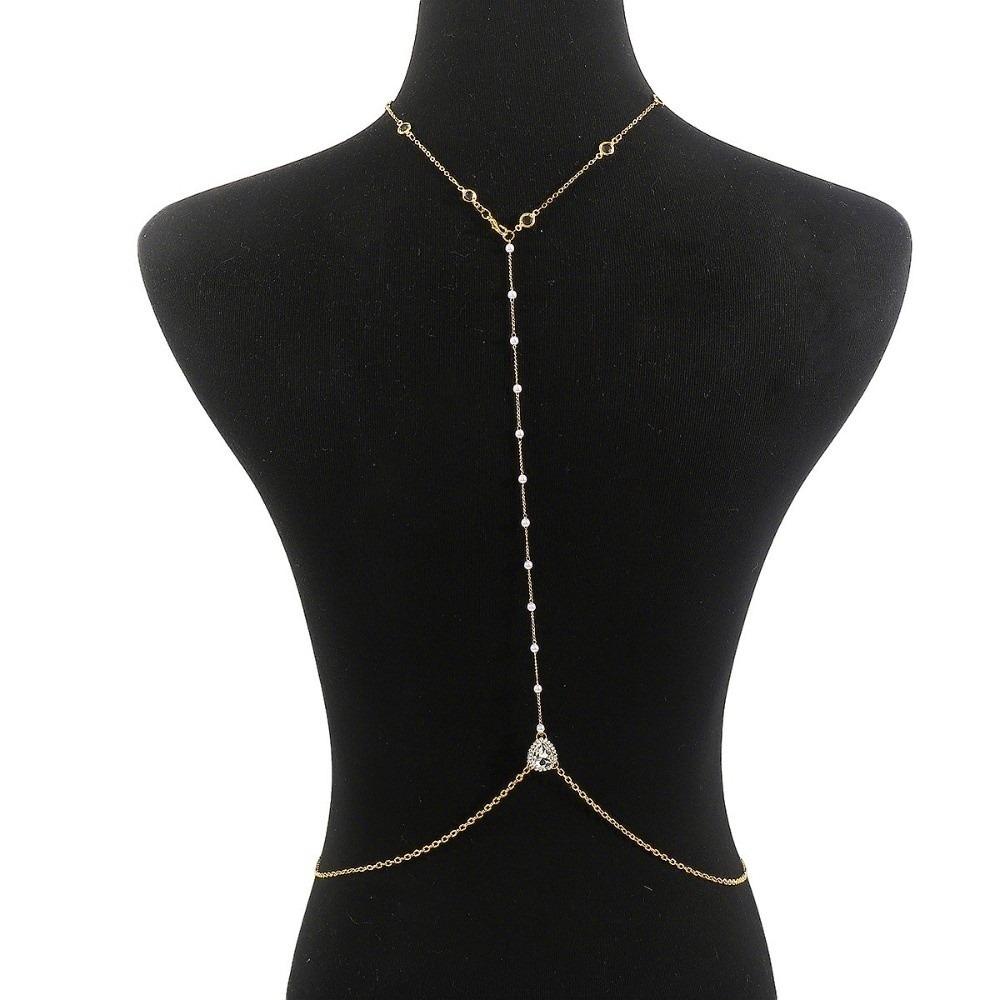 Luxury Back Chain Pearl Backless Necklace Sexy Body Chain Jewelry Women Fashion Accessory
