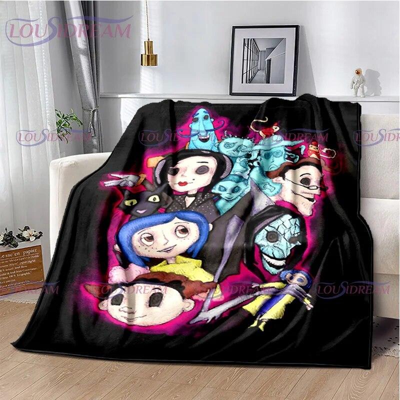 Одеяло в готическом стиле с анимационным принтом коралины, детское одеяло, семейное одеяло для сна, дивана, кровати, теплое одеяло, мягкое покрывало