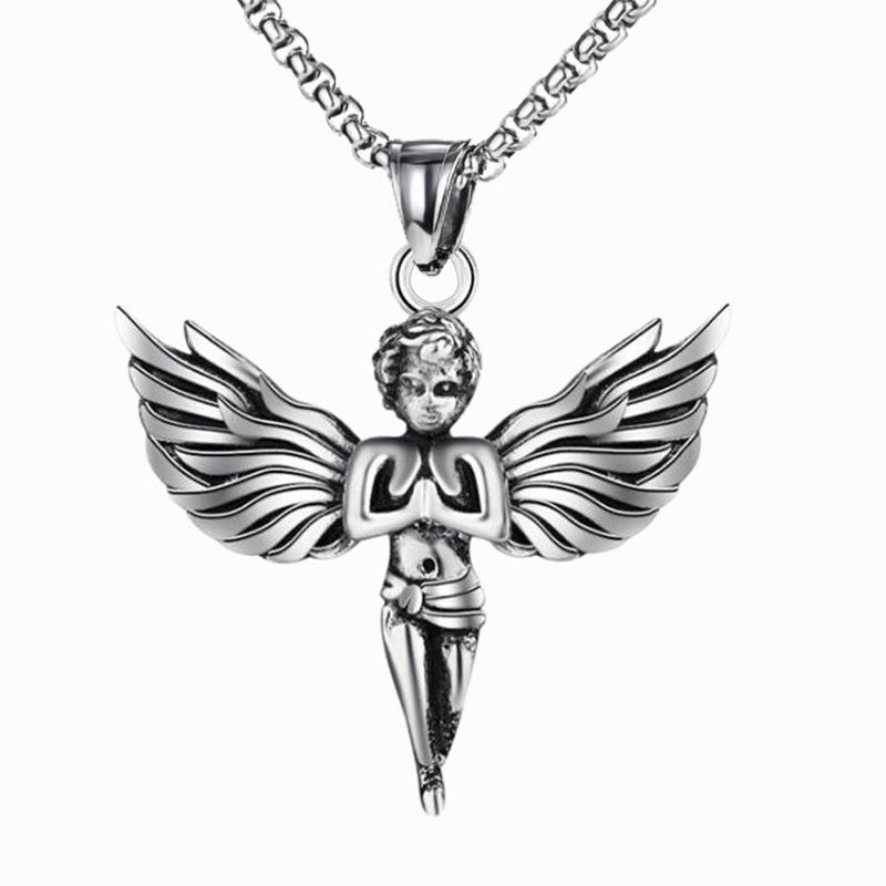 European and American Street Hip-hop Necklace, Little Angel Pendant, Trendy Couple Personality Pendant