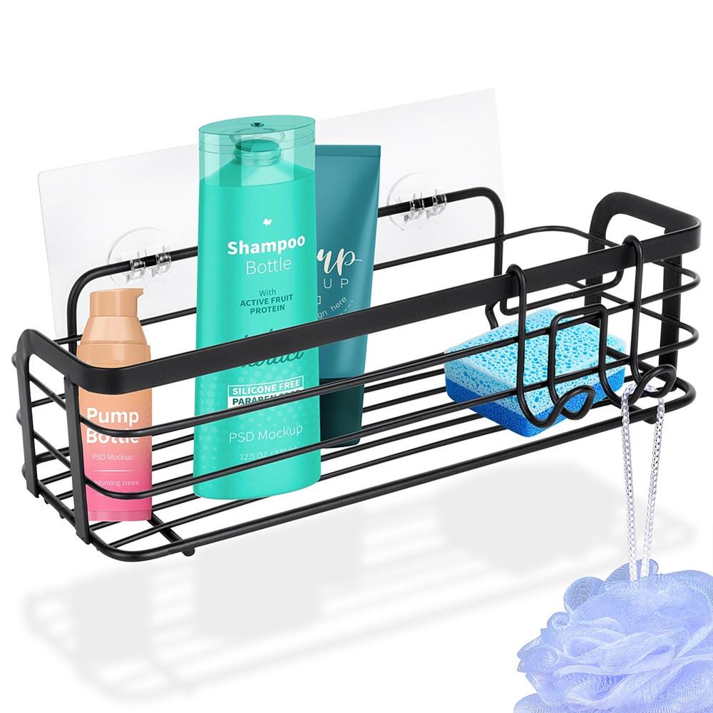 Matte Black Adhesive Shower Caddy Shelf 29.5x10.5x8cm
