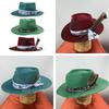Wool Fedoras Panama Hat Exotic Distressed Homburg for Women Men Photo Props Western for Stage Live Show Headwear