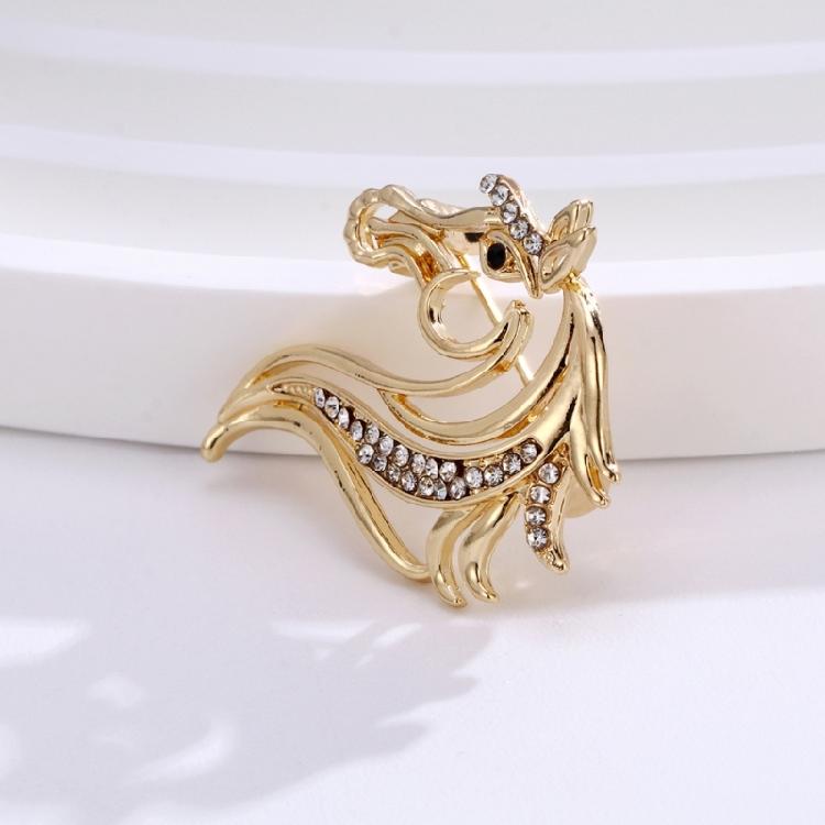 Shining Horse Head Decorative Pin Brooch Premium Alloy Material Crystal Accents Versatile For Daily Occasions Party