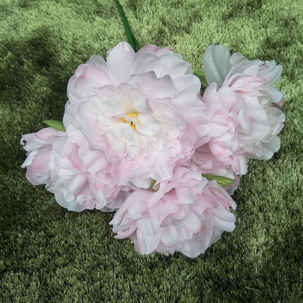 Многоцветный Искусственный Цветок Пион 5 Головок Шелковые Лепестки Искусственный Цветок Пион Цветочная Композиция Листья Реалистичные Цветы Пиона Подарок