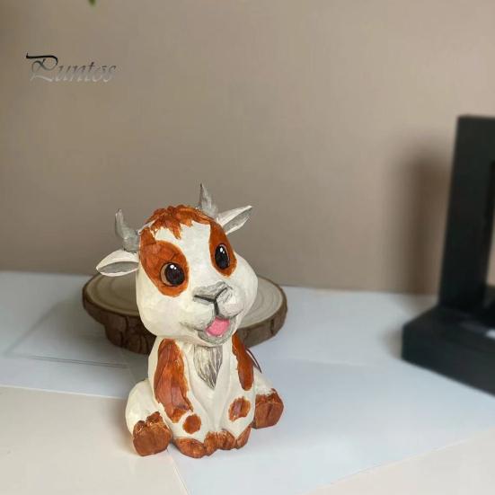 Натуральная липа Животное Украшение Деревянная Фигурка Овцы, Милая Скульптура, Миниатюрный Настольный Декор в Рустикальном Стиле Настольное Украшение для Дома и Офиса