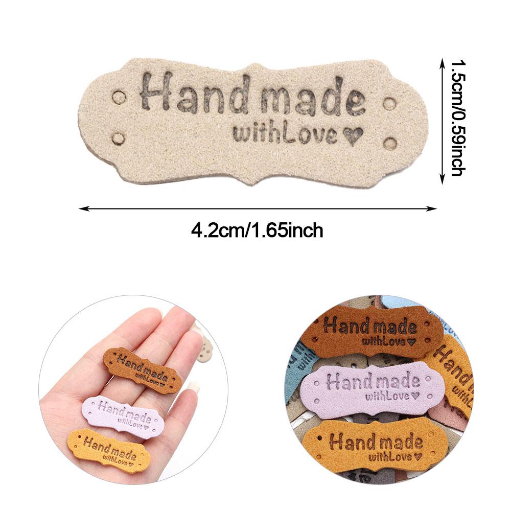 20PCS Handmade Hats Bags PU Leather Clothes Tags Garment Labels Label Hand Made With Love