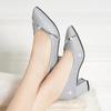 Женские туфли на среднем каблуке, толстый каблук, весна-осень, вечернее платье, неглубокий вырез, повседневные туфли с острым носком, модные женские туфли со стразами