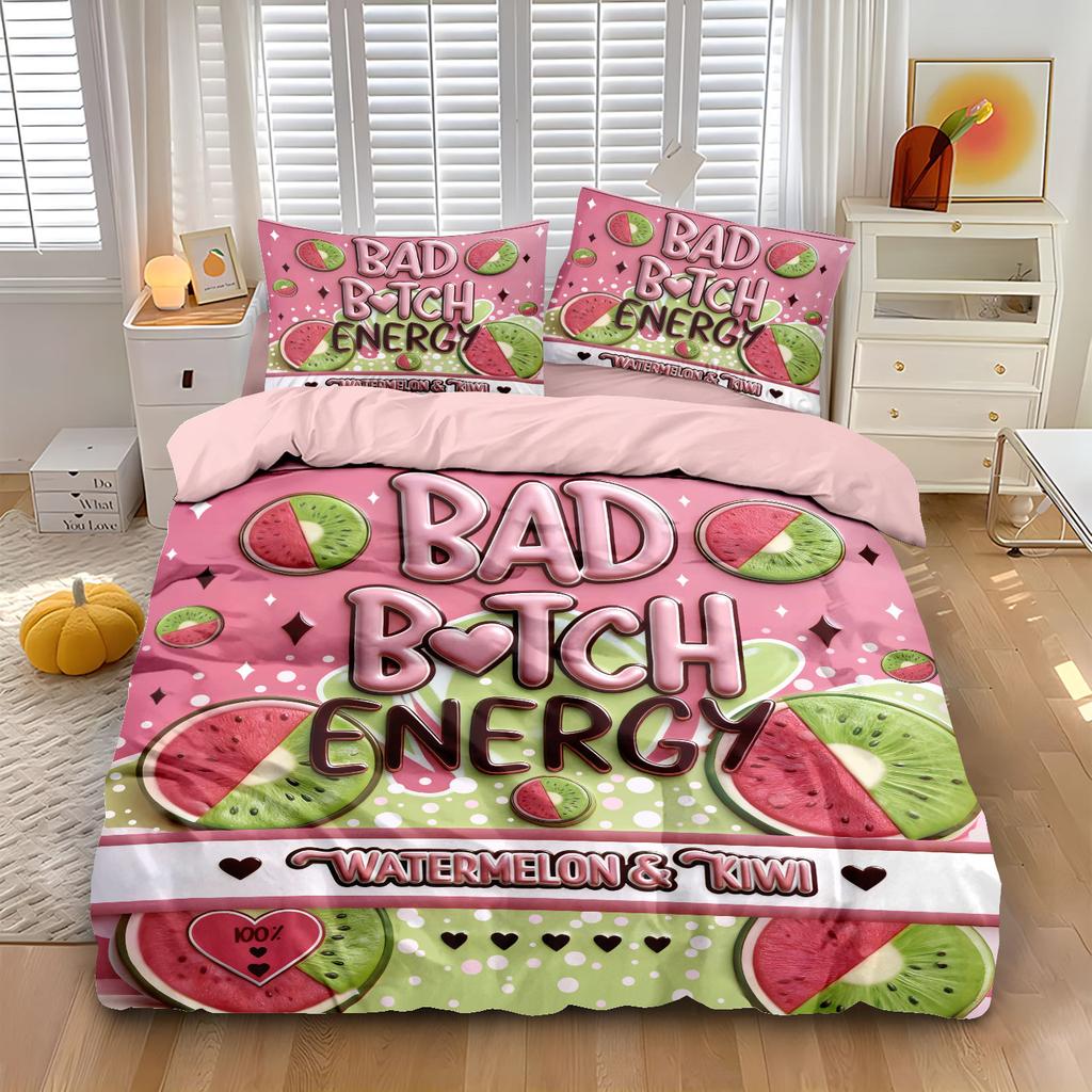 Bed Three-Piece Set 90G Polished Pillowcase Quilt Cover Christmas Sparkling Water Digital Printing Bedding