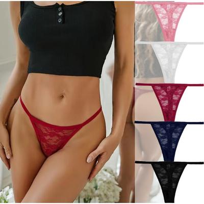 Комплект из 3 сексуальных кружевных стрингов M-XL с низкой талией и Т-образной спинкой, нижнее белье, женские кружевные стринги, женские трусики-бикини, женское сексуальное женское белье