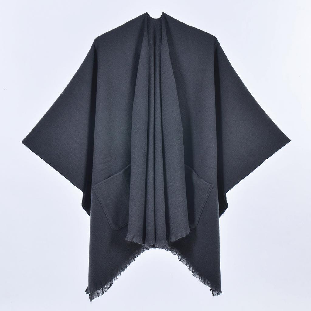 130*150cm Shawl Wraps for Women with Pockets, Elegant Cashmere Feeling Wraps, Open Front Pashmina with Tassel Scarf Blanket for Spring Fall Winter