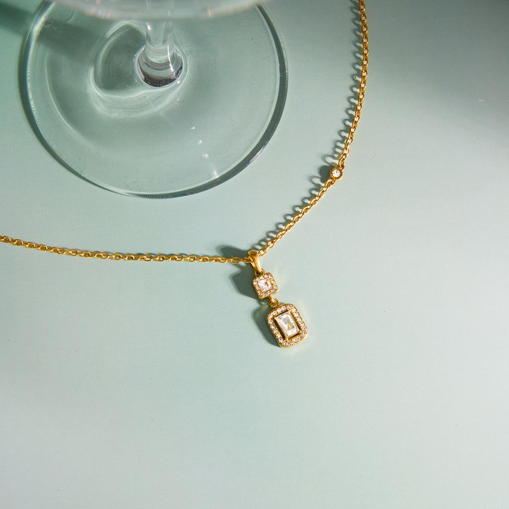 Cubic Zirconia Titanium Steel Clavicle Necklace For Women Light Luxury Niche Premium Jewelry Stainless Steel Fashion Cross Border Accessories