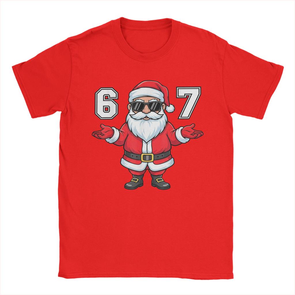 Crazy  6 7 Christmas Six Seven Meme T-Shirt Men Crew Neck 100% Cotton T Shirts  Short Sleeve Tees 4XL 5XL 6XL Clothes