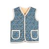 Floral Quilted Sherpa Warm Vest – Trending Korean Retro Style(Blue)