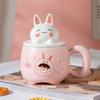 Creative Cartoon Cute Three Dimensional Rabbit Ceramic Cup with Lid for Women Playing with Fun Rabbit High Looking Office Household Water Cup