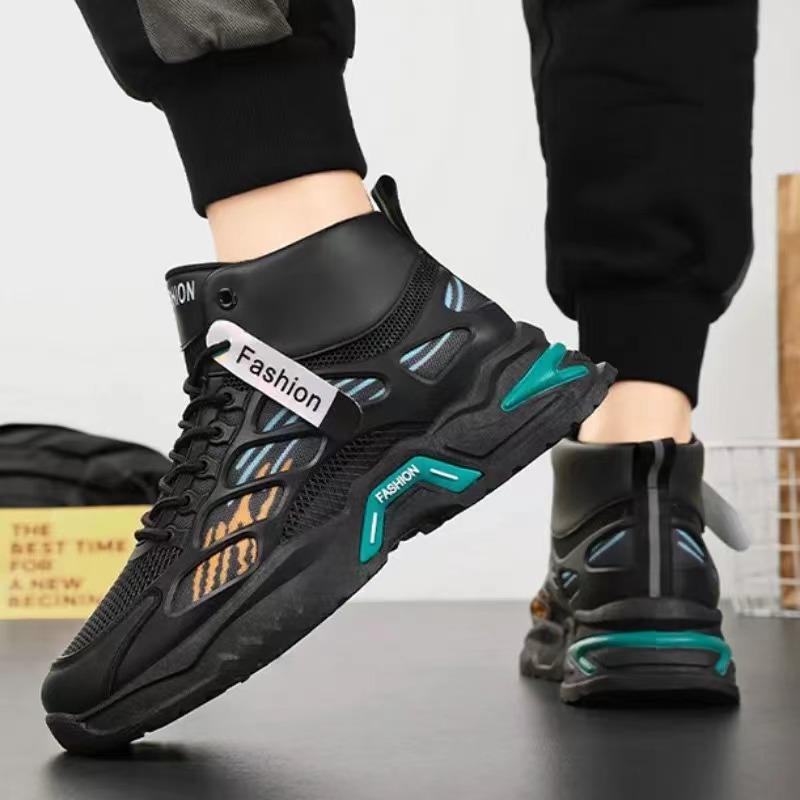 Men's High Top Sneakers Summer Breathable Air-cushion Running Shoes Male Ankle Boots Fashion Designer Non Slip Tennis Shoes