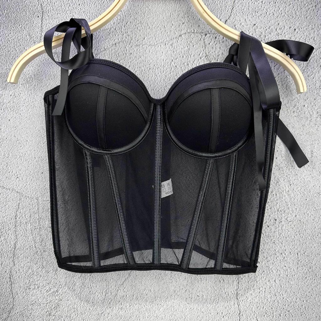 French Sweet & Spicy Women's Lace-Up Bandeau Camisole - Sexy Waist-Cinching Top