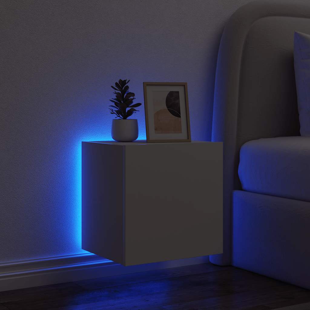 Vidaxl Ścienna Szafka Tv Z Led, Biała, 40,5X35X40 Cm
